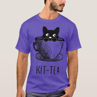 T-shirt Kit Amoureux des chats Tea Cute Et Chat Noir Drôle