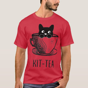 T-shirt Kit Amoureux des chats Tea Cute Et Funny Black Cat