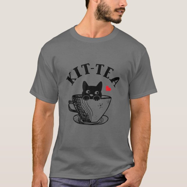 T-shirt Kit Cat S-Tea Drôle cadeau Amoureux des chats (Devant)