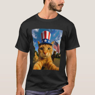 T-shirt Kit Chat Drapeau Américain 4 Juillet Kit Patriotiq