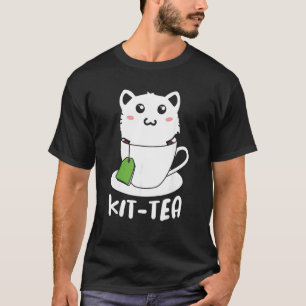 T-shirt Kit rétro Tea Kitten Cat Tea Drinker Tea Pun