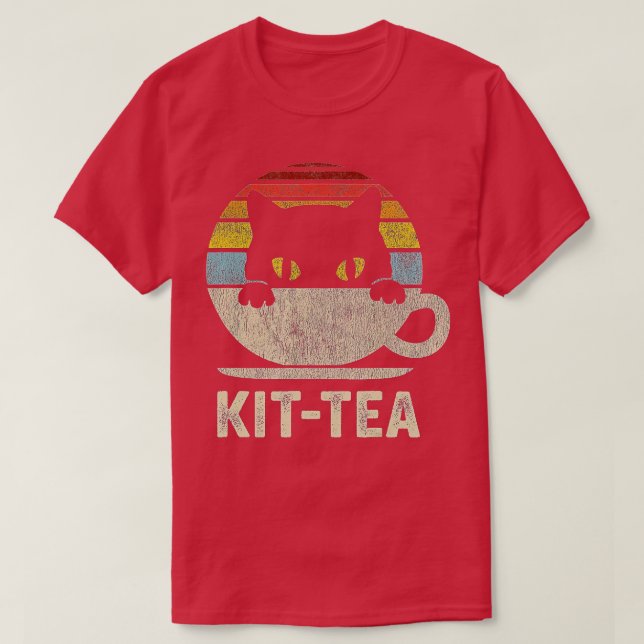 T-shirt Kit Tea Black Kitty Chat Tea Lover Cadeau (Design devant)