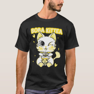 T-shirt Kit-Thé Boba Chat Boire Boba Kitten Kawaii Japon