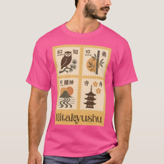 T-shirt Kitakyushu Postage Timbres Voyage japonais Vintage