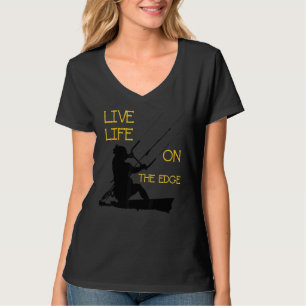 T-shirt Kitesurfeur montant une vague Vivre la vie sur le