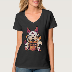 T-shirt Kitsune Boba Japonais Buble Thé Cute Fox