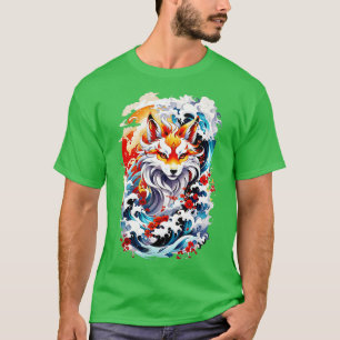 T-shirt Kitsune fox vague japonaise