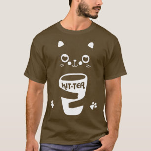 T-shirt KitTea drôle Chat mignonne Chat visage Vintage Thé
