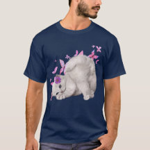 Kitten blanc bouffant entouré de fleurs roses et