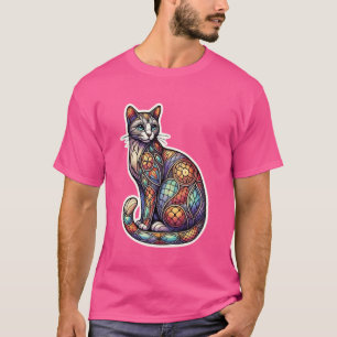 T-shirt Kitten Coloré Lover Géométrie Cute Style Mosaïque