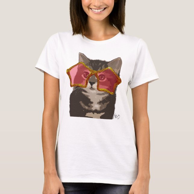 T-shirt Kitten dans les lunettes de soleil étoilées (Devant)