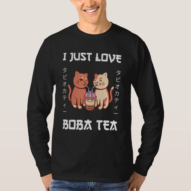 T-shirt Kitten Drinks Boba Tea I Just Love Boba Tea Japane (Devant)