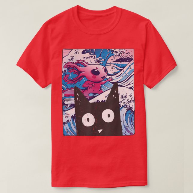 T-shirt Kitten Neko Synthwave Japon 80s Manga Harajuku Ota (Design devant)