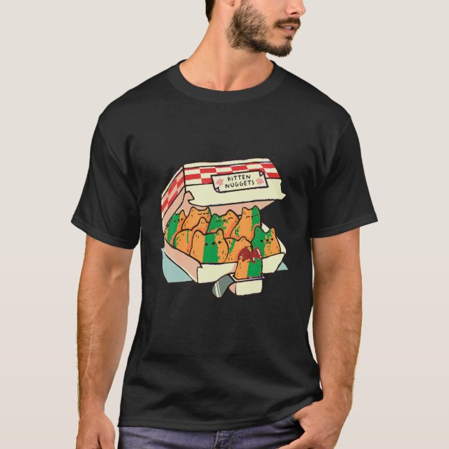 T-shirt Kitten Nuggets Fast Food Cat Cute Graphisme Impres (Devant)
