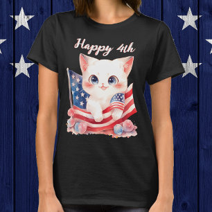 T-shirt Kitten patriotique 4 juillet Happy 4th Custom