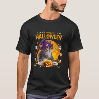 T-shirt Kitten sorcier Citrouille Halloween Filles Femmes