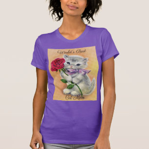 T-shirt Kitten vintage avec Rose