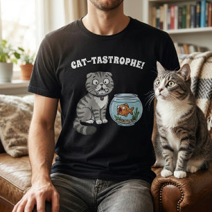 T-shirt Kitty Cat-Tastrophe Drôle Kit Chat boule Pun Noir