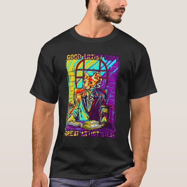 T-shirt kitty cat thug gansta kitten  cat gangster (Devant)