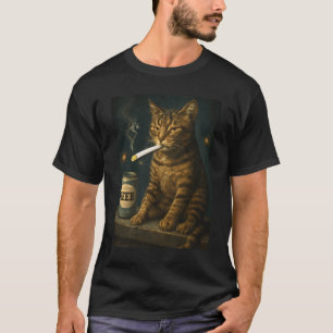 T-shirt Kitty Cigarette Boit Chat Fumeur Mème Stupide