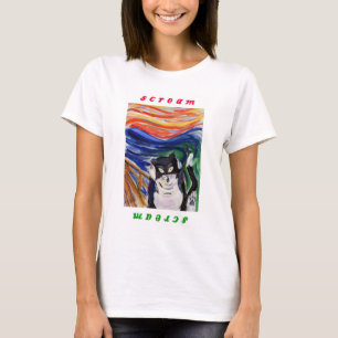 T-shirt Kitty hurle avec crier maillot de texte