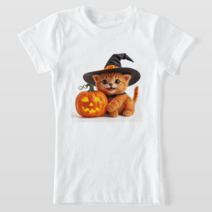 T-Shirt Kitty Jack O Lantern Citrouille d'Halloween 🦇