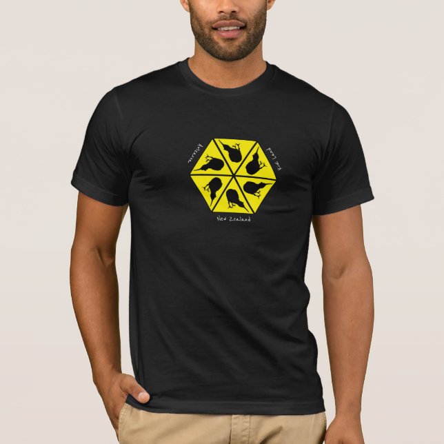 T-shirt Kiwi Bird & New Zealand/ Aotearoa Islands (pizza) (Devant)