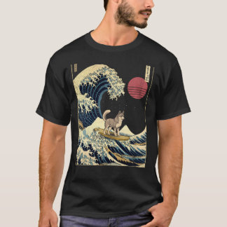T-shirt Klee Kai d'Alaska Vague de surf japonaise de Kanag