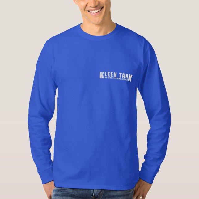 T-shirt Kleen Tank Long Sleeve White on Blue Customizable  (Devant)