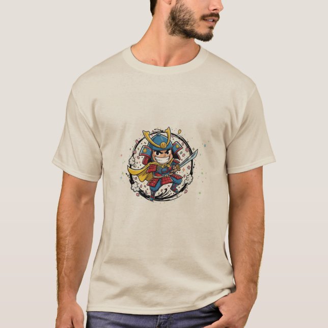 T-Shirt Kleiner Samurai Cartoon (Vorderseite)