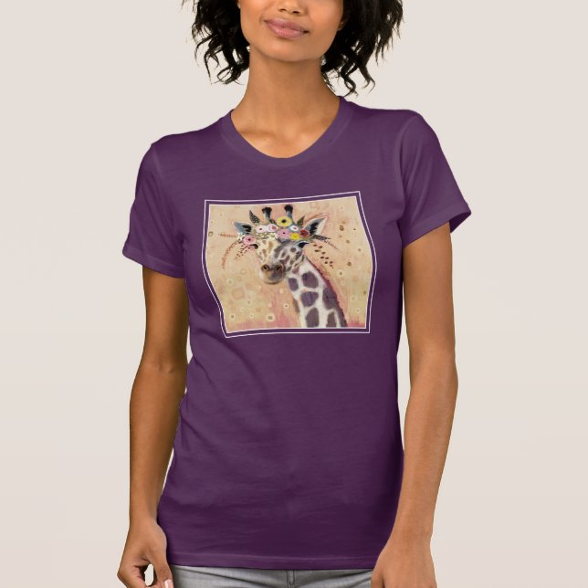 T-shirt Klimt Giraffe | Orné De Fleurs (Devant)