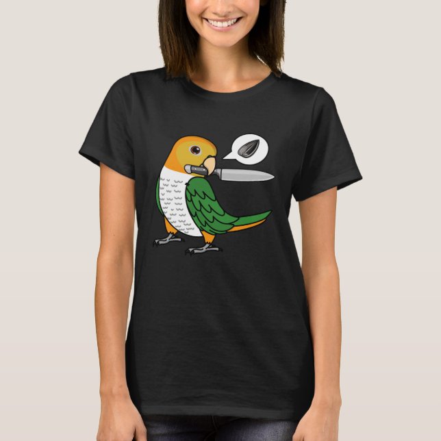 T-shirt Knife Parrot veut des graines I Blanc ventre Caiqu (Devant)