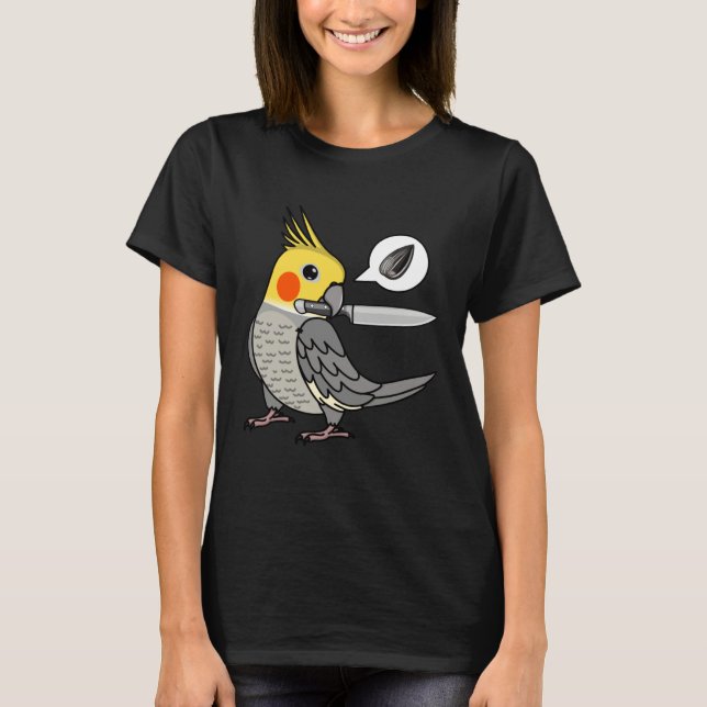 T-shirt Knife Parrot Wants Seeds I Cockatiel (Devant)