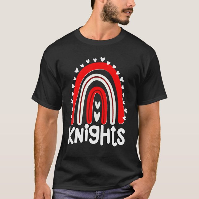 T-shirt Knights School Mascot Hearts Rainbow Knight Sports (Devant)