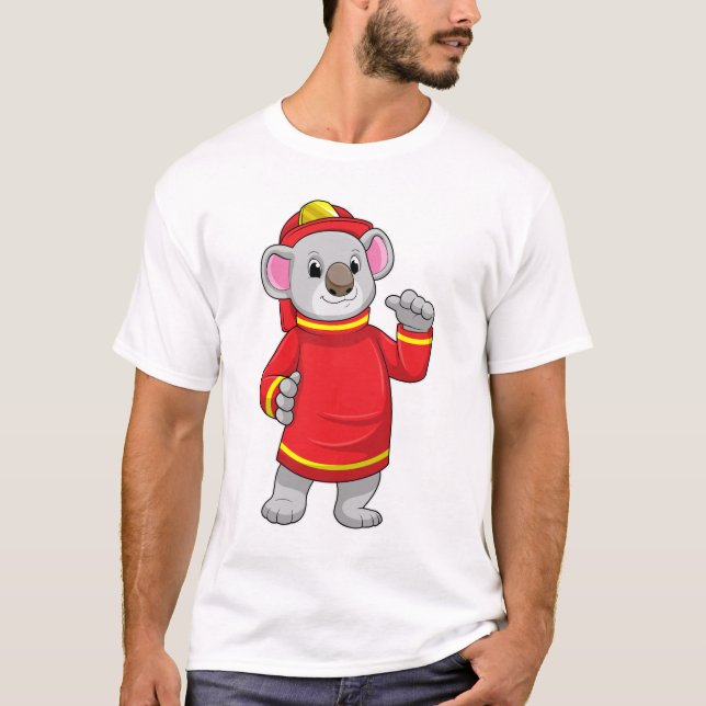 T-shirt Koala as Firefighter with Helmet (Devant)