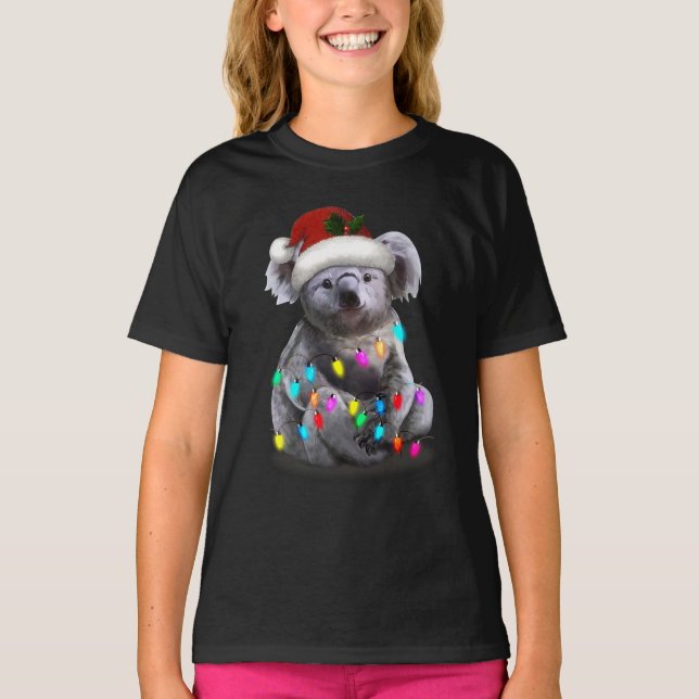 T-shirt Koala Assis Avec Les Lumières De Noël Saison De No (Devant)