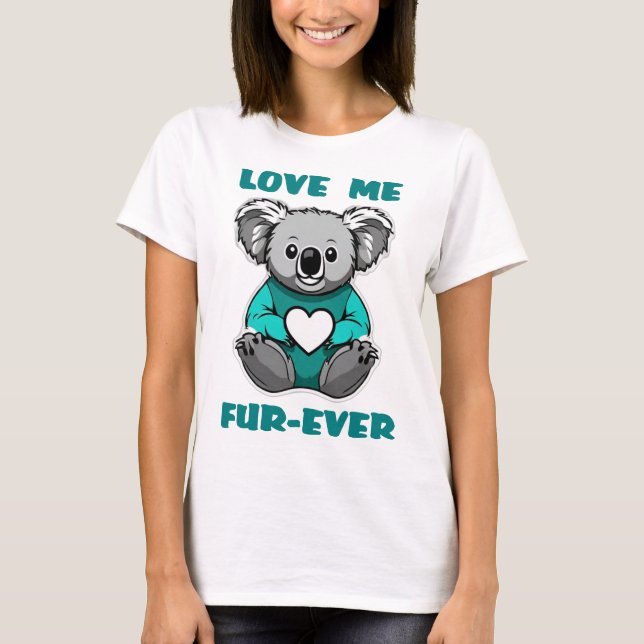 T-shirt Koala Bear Hugging Coeur Turquoise Cadeau de la Sa (Devant)