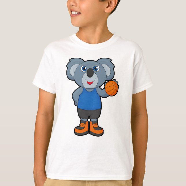 T-shirt Koala comme joueur de basket-ball avec basket-ball (Devant)