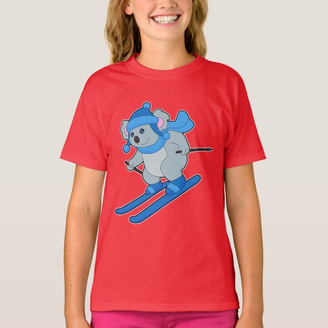 T-shirt Koala Skier Ski Sports d'hiver (Devant)