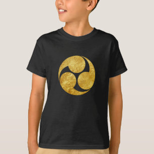 T-shirt Kobayakawa Mon clan japonais faux or sur noir