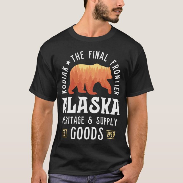 T-shirt Kodiak Alaska Shirt Bear The Final Frontier Family (Devant)