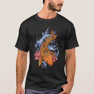 T-shirt Koi Carp Fish Graphic Koi Fish Orange Flower