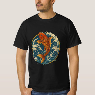 T-shirt Koi Climbing the Waterfall – Japanese Art Circle D