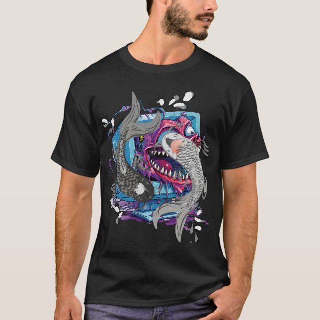 T-shirt Koi Fish Papa Idée Cadeau Ying Et Yang (Devant)