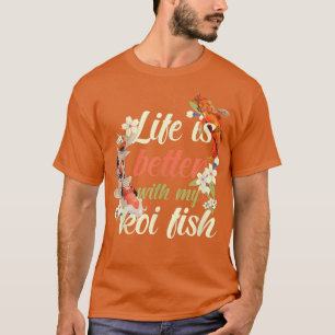 T-shirt Koi Fish Pond Carpe Japon Art japonais Cerisier Bl