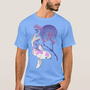 T-shirt Koi Japonais Koi Carp Pleine lune cerise Blossom N