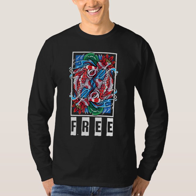 T-shirt Koi - Libre - Paix - Yoga - Poisson Pond - Petshop (Devant)