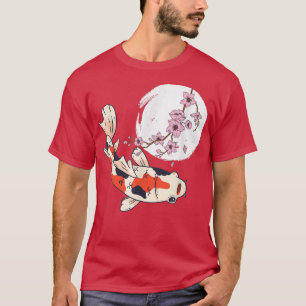 T-shirt Koi Nishikigoi Lune Fleur Japonaise Koi Carp Cherr