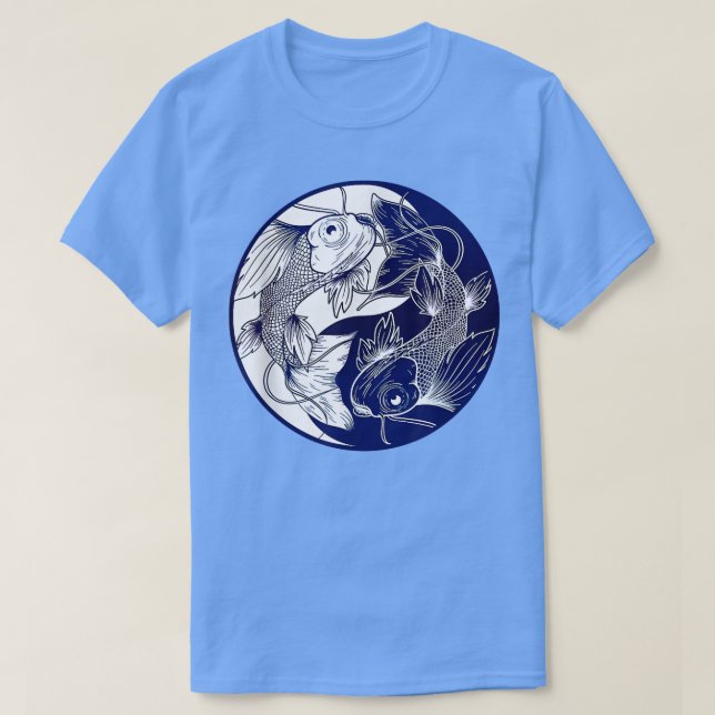 T-shirt Koi Opposite Yin Yang Asian Carp Flower Japanese K (Design devant)