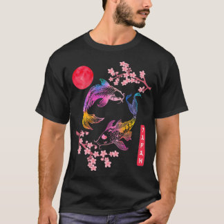 T-shirt Koi p Poisson Sakura Rouge Arc-en-ciel soleil Japo